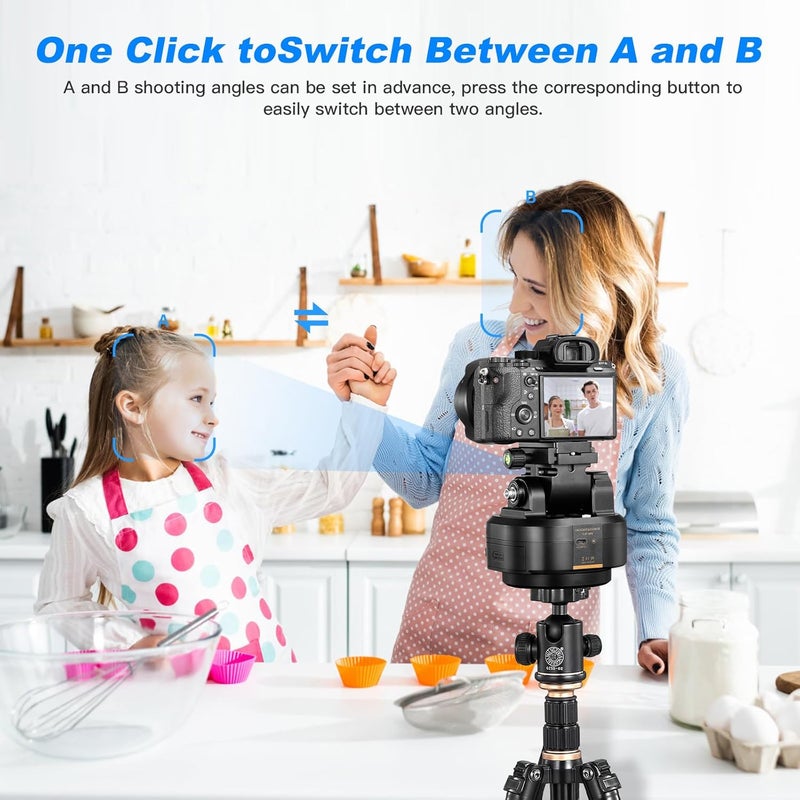 soonpho M6 Auto Face Tracking Motorized Rotating Panoramic Tripod Head, Remote Control 360° Pan Tilt Head with Mobile Phone Clip for DSLR Cameras, Camcorders, Smartphones, Tripod - Image 4